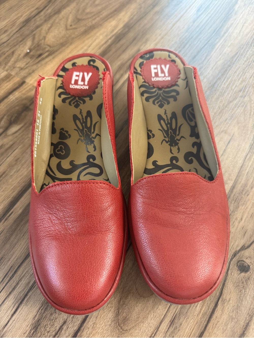 Fly London Red Leather Slip-On Flats